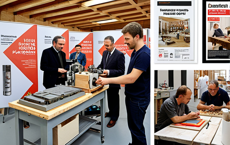 **Prompt:** A bustling Austrian SME (Small and Medium Enterprise) workshop. Skilled artisans are working with high-quality materials, blending traditional craftsmanship with modern technology. The atmosphere is energetic and innovative, showcasing Austria's commitment to specialized niche products. In the background, you can see subtle hints of government support programs posters.