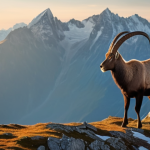 오스트리아의 희귀 동물 - **Majestic Alpine Ibex on a Precipice**
    A breathtaking, hyperrealistic image of a powerful Alpin...