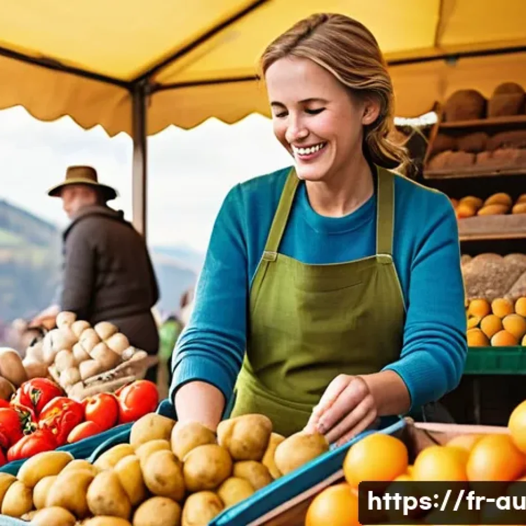 오스트리아에서 자주 쓰는 독일어 표현 - **Prompt 1: Lively Austrian Farmers Market in Autumn**
"A vibrant, bustling farmers market scene...